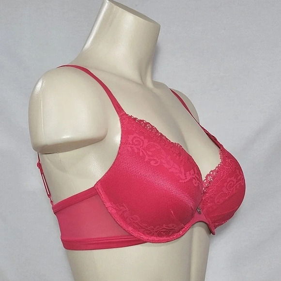 32B DKNY 453237 Perfect Profile Push-Up T-Shirt Underwire Bra Red NWT NEW WITH - Picture 2 of 7